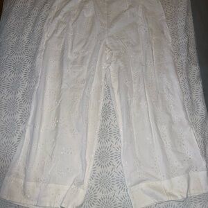 White Eyelet Embroidered Pants